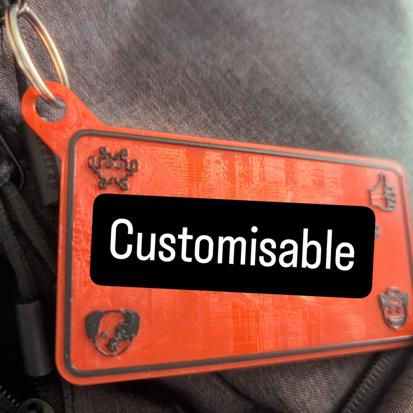 Custom Keyring Personalised with optional Emojis
